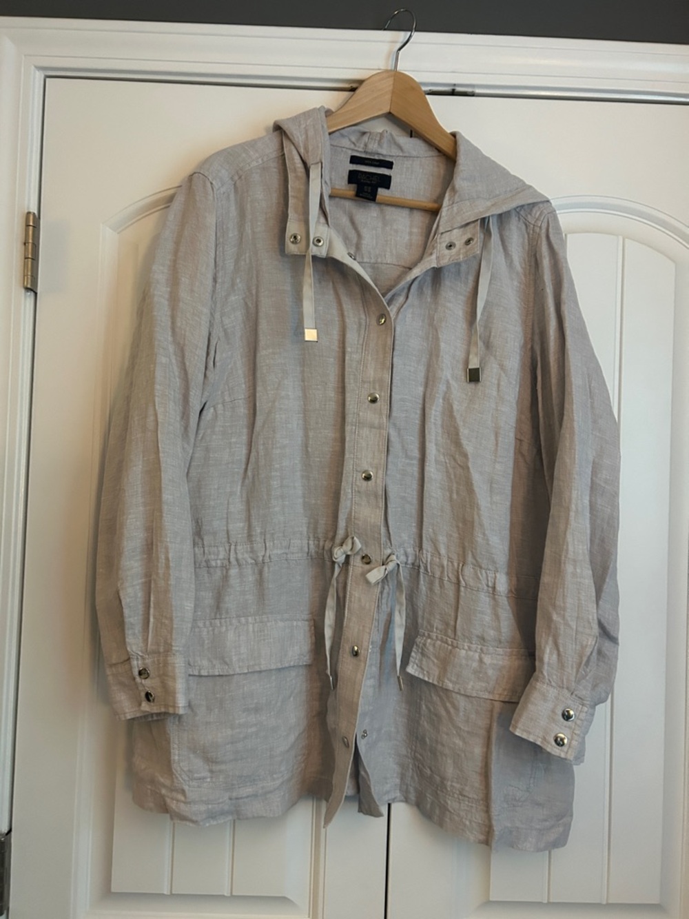 RACHEL Rachel Roy Light Gray Hooded Drawstring Utility Jacket